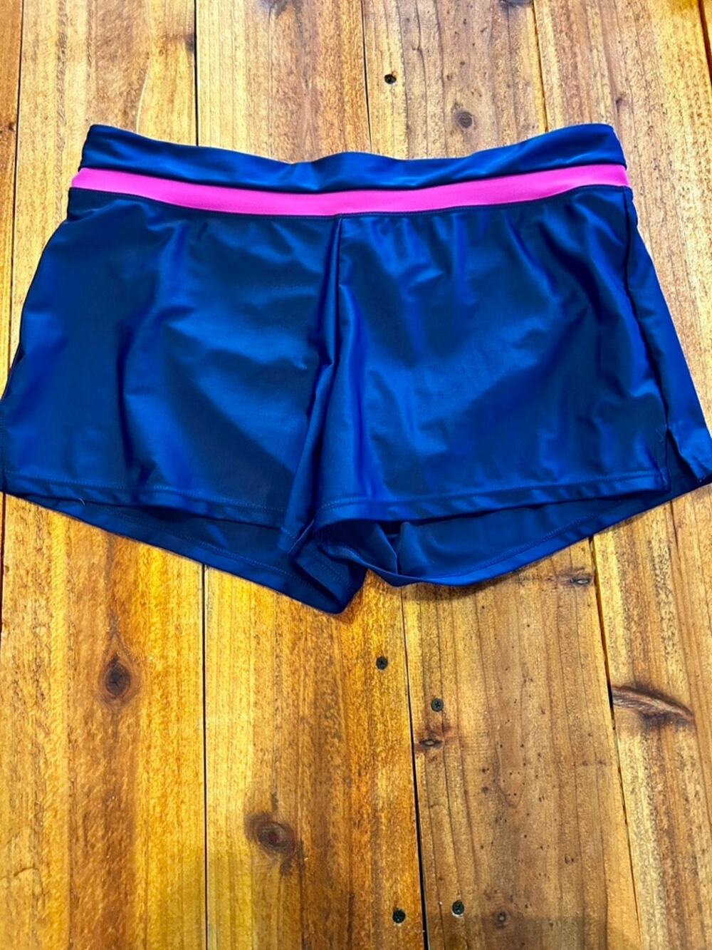 ZeroXposur Navy Blue & Neon Pink Active Swim Shorts Boyshort Bottoms Size L